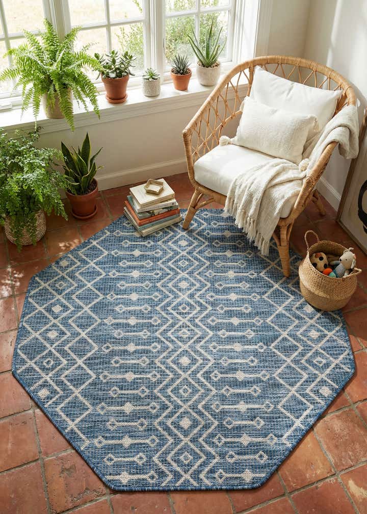 4' x 4' Easy-Clean Trellis Indoor / Outdoor Octagon Rug