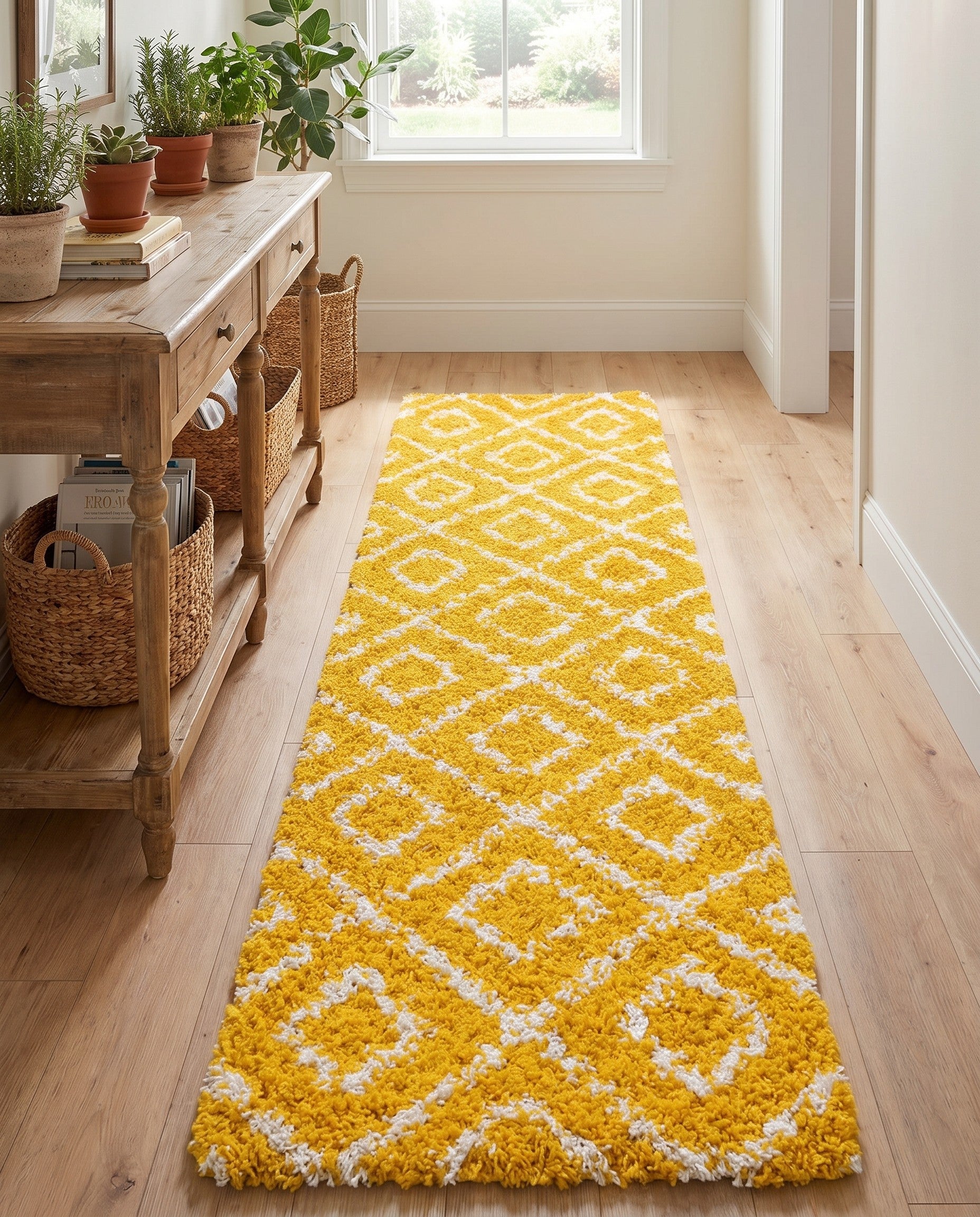 2' x 7' Lattice Shag Runner Rug