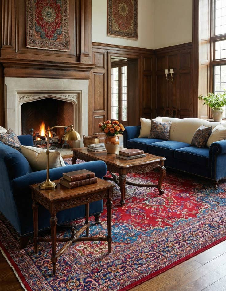 Detail image of 9' 6 x 12' 6  Hand Knotted Mashad Persian Wool Rug