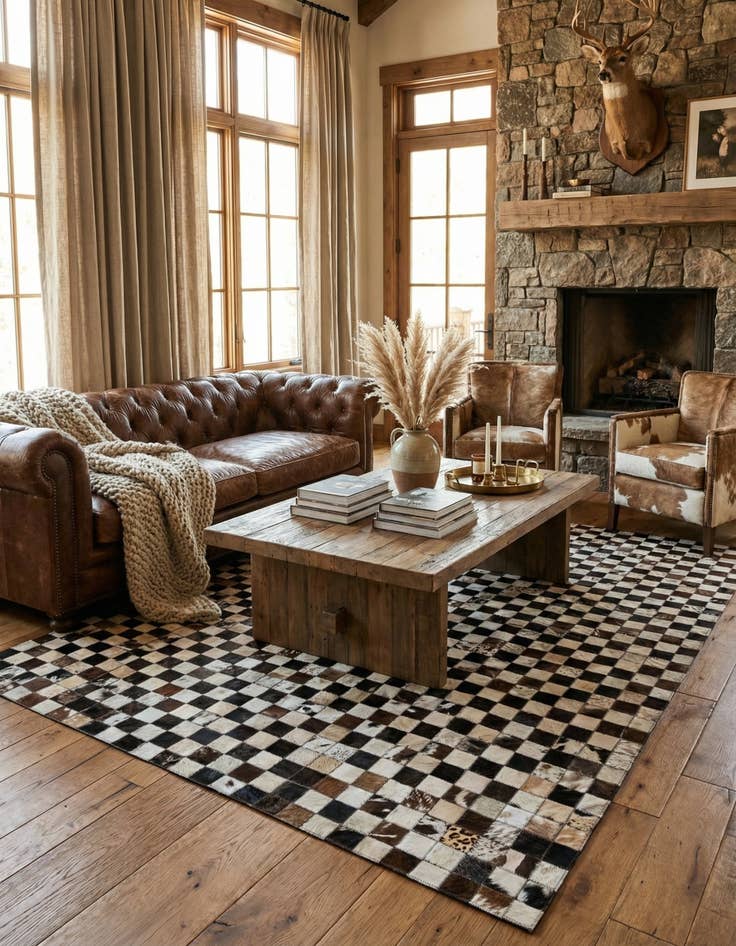 Detail image of 5' x 8' Cowhide Leather Rug