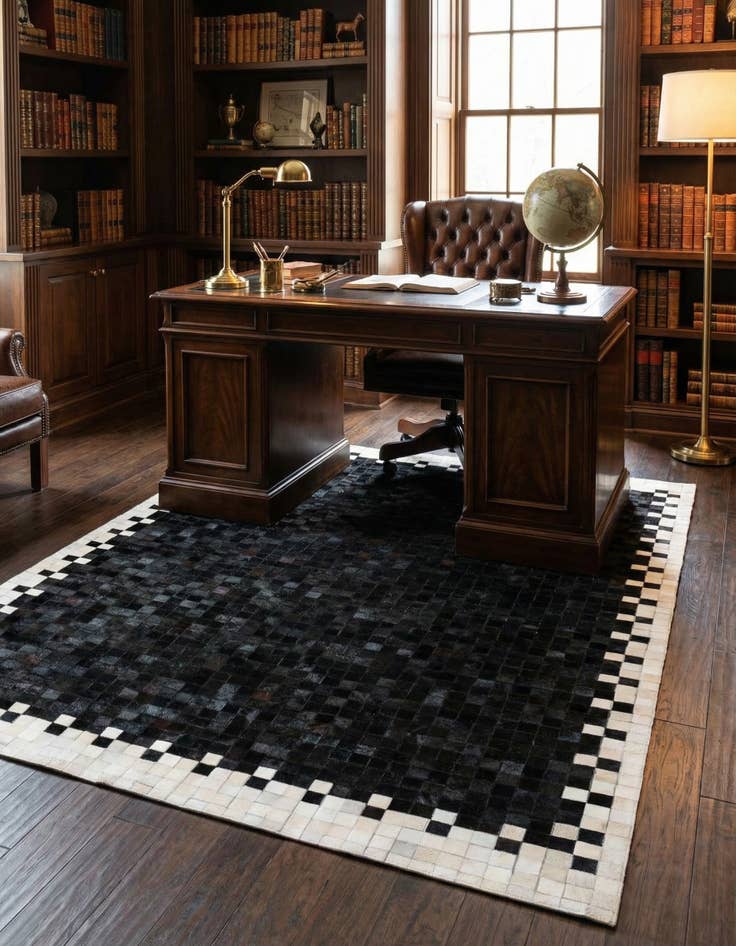 Detail image of 5' 2 x 8' Cowhide Stocks Rug