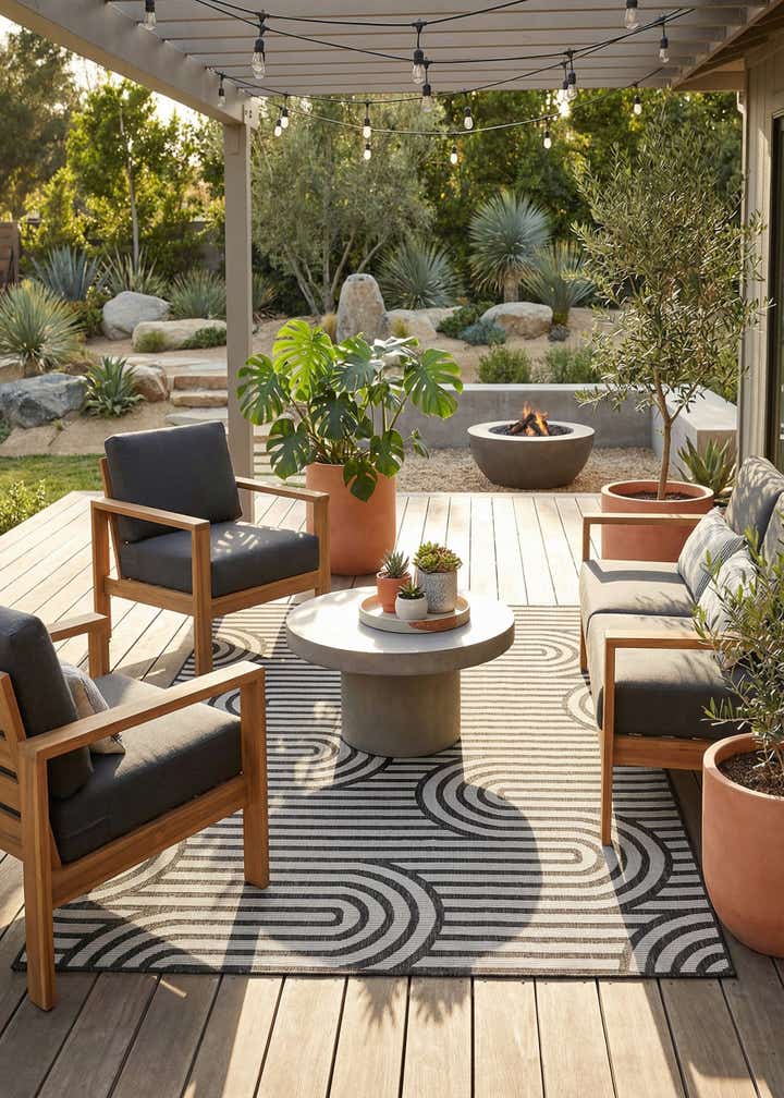 6' x 9' Easy-Clean Modern Indoor / Outdoor Rug