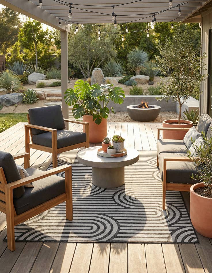 Detail image of 6' x 9'  Washable Modern Indoor / Outdoor Rug