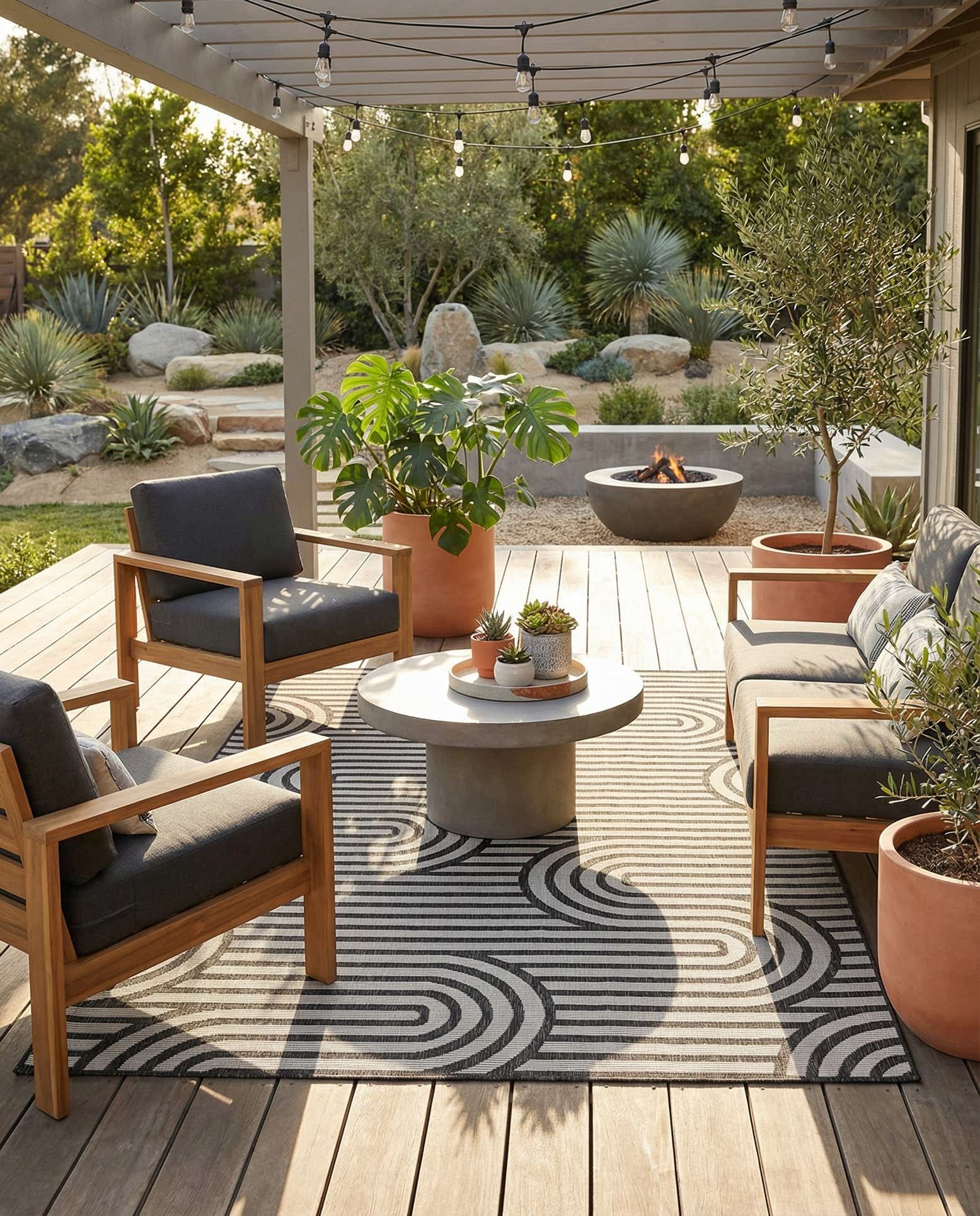 6' x 9' Easy-Clean Modern Indoor / Outdoor Rug