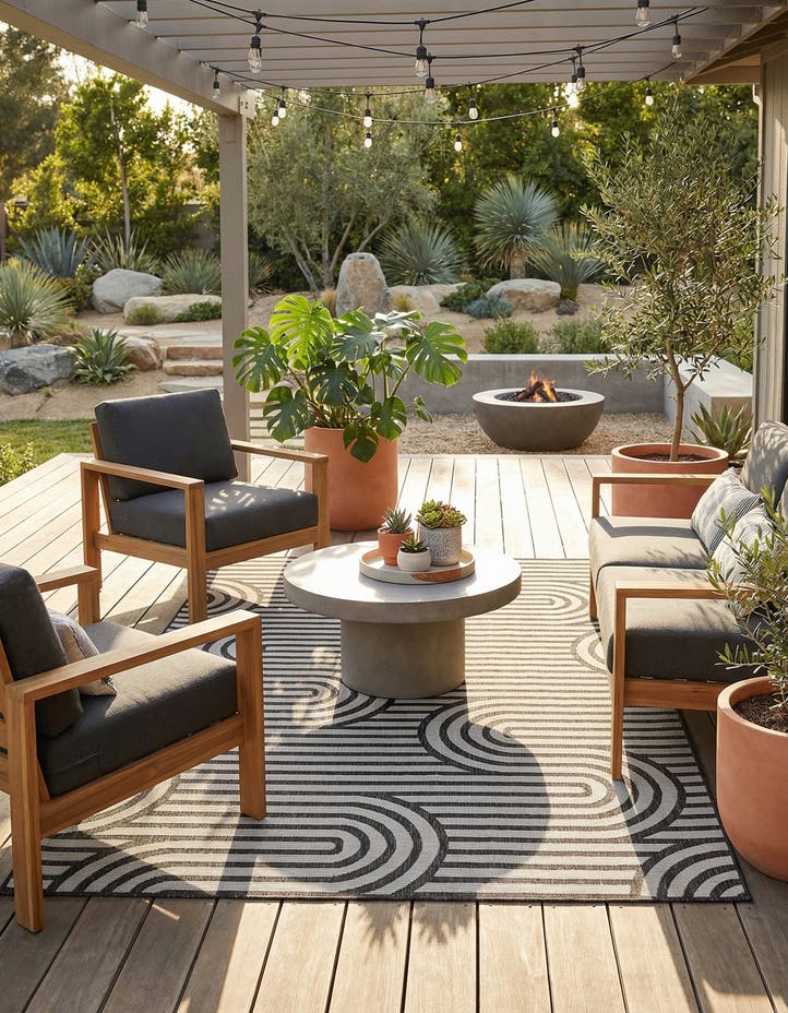 6' x 9' Easy-Clean Modern Indoor / Outdoor...