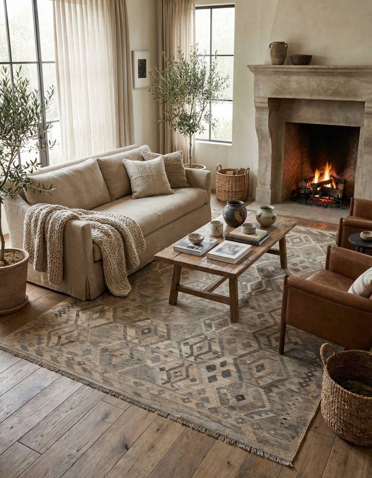 Detail image of 6' 9 x 9' 11  Hand Woven Kilim Maymana Wool Rug