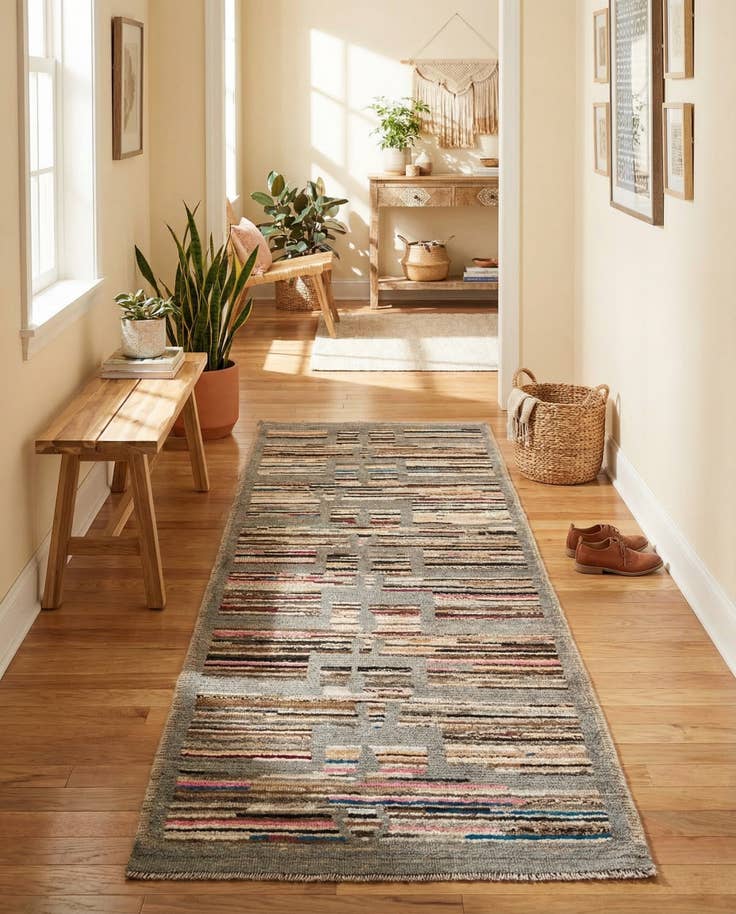 Detail image of 2' 10 x 8' 4 Hand Knotted Moroccan Wool Runner Rug