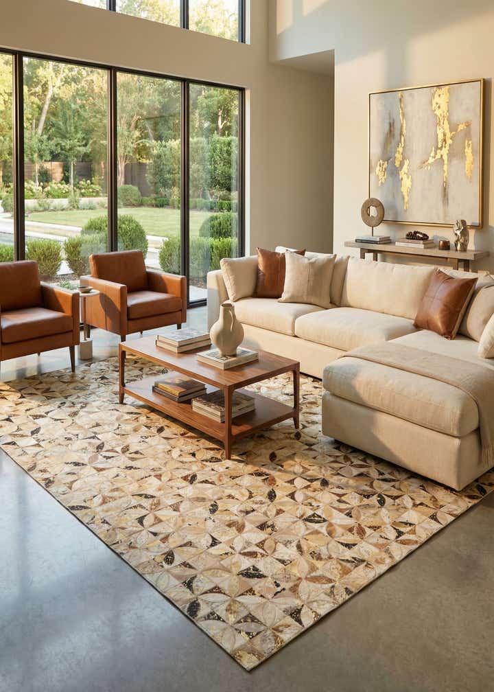 5' x 8' Cowhide Leather Rug