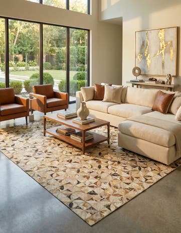 5' x 8' Cowhide Leather Rug