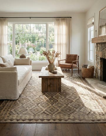 6' 9 x 9' 7 Hand Woven Kilim Maymana Wool Rug