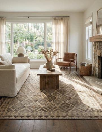 6' 9 x 9' 7 Hand Woven Kilim Maymana Wool Rug