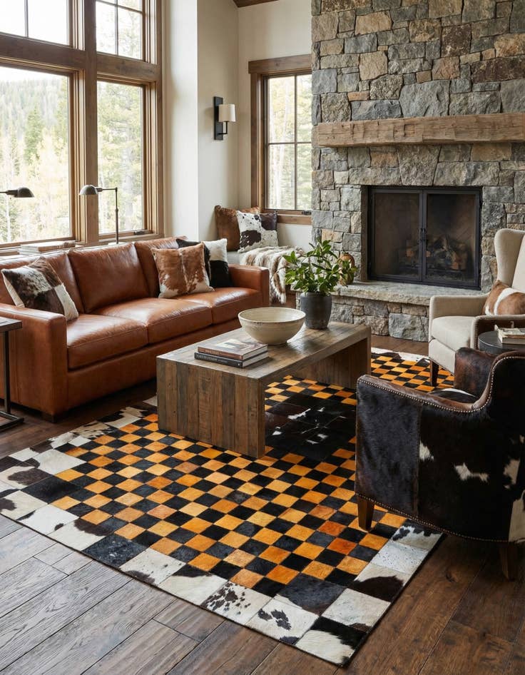 Detail image of 5' x 7' 11 Cowhide Stocks Rug