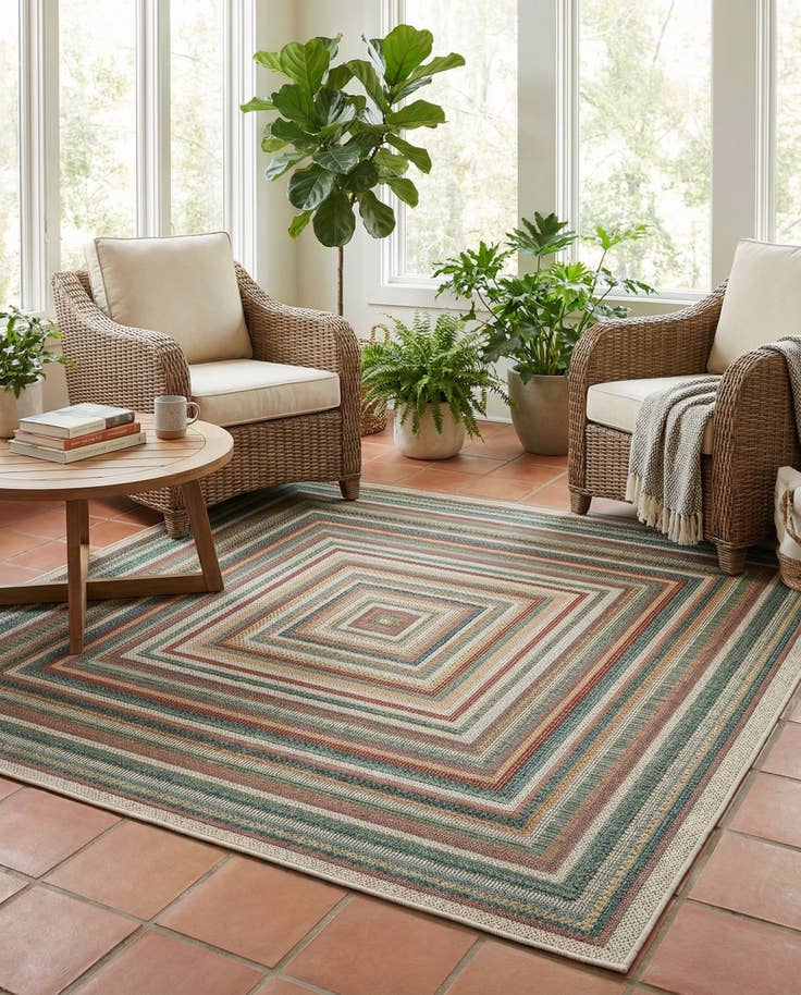 Detail image of 6' x 6' Easy-Clean Baja Indoor / Outdoor Square Rug