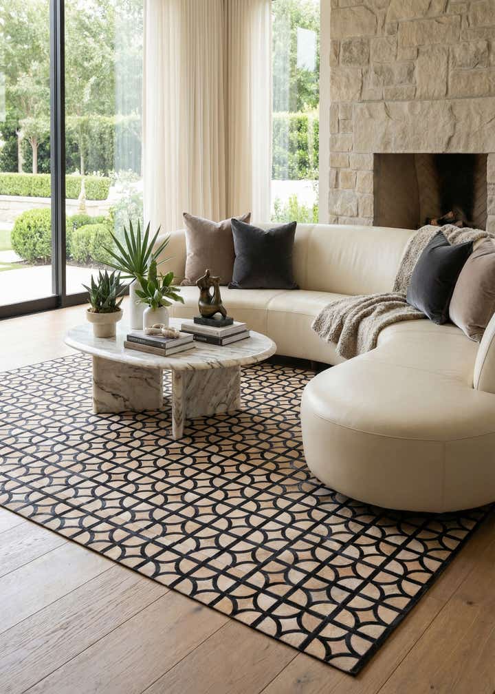 8' 2 x 10' Cowhide Leather Rug