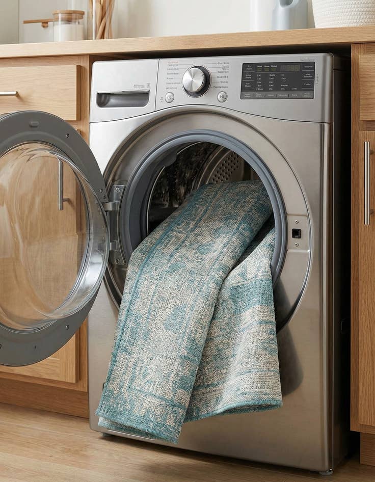 Detail image of 5' 3 x 8'  Washable Traditional Indoor / Outdoor Rug