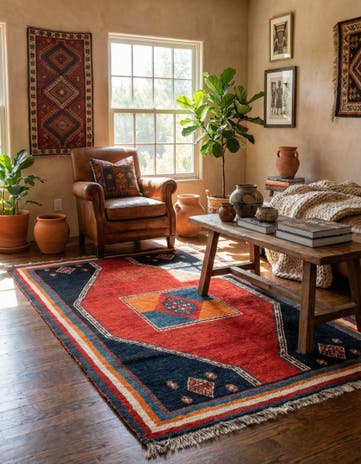 3' 7 x 5' 5 Gabbeh Wool Rug