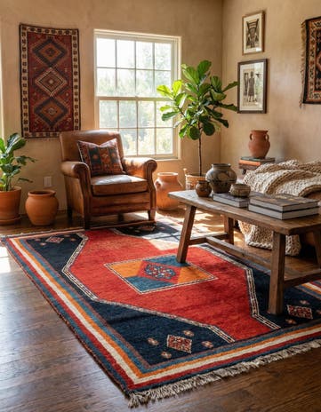 3' 7 x 5' 5 Gabbeh Wool Rug