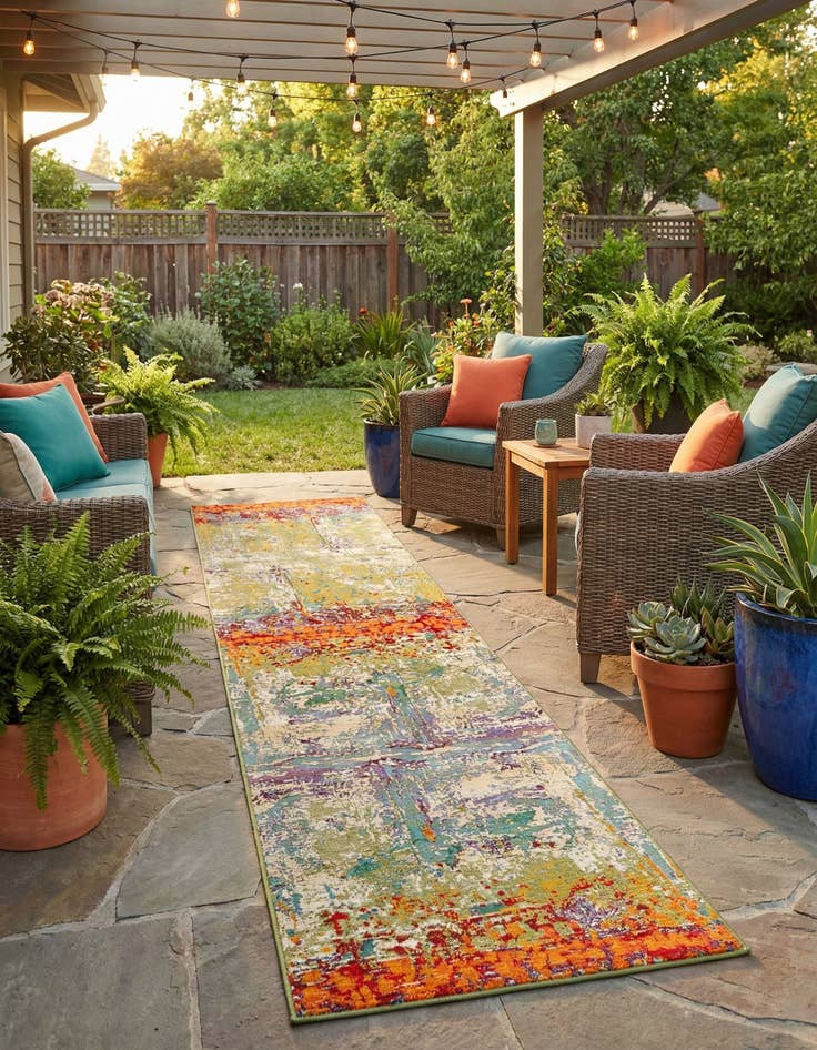 Detail image of 2' 7 x 12' Easy-Clean Modern Indoor / Outdoor Runner Rug