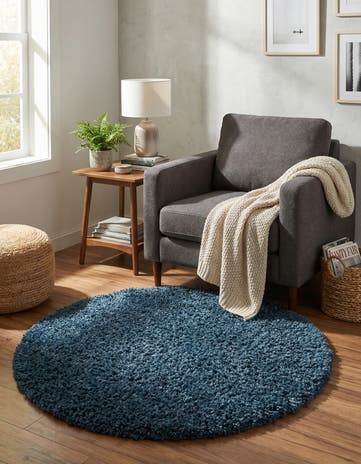 Dblue Zermatt Shag Round Rug