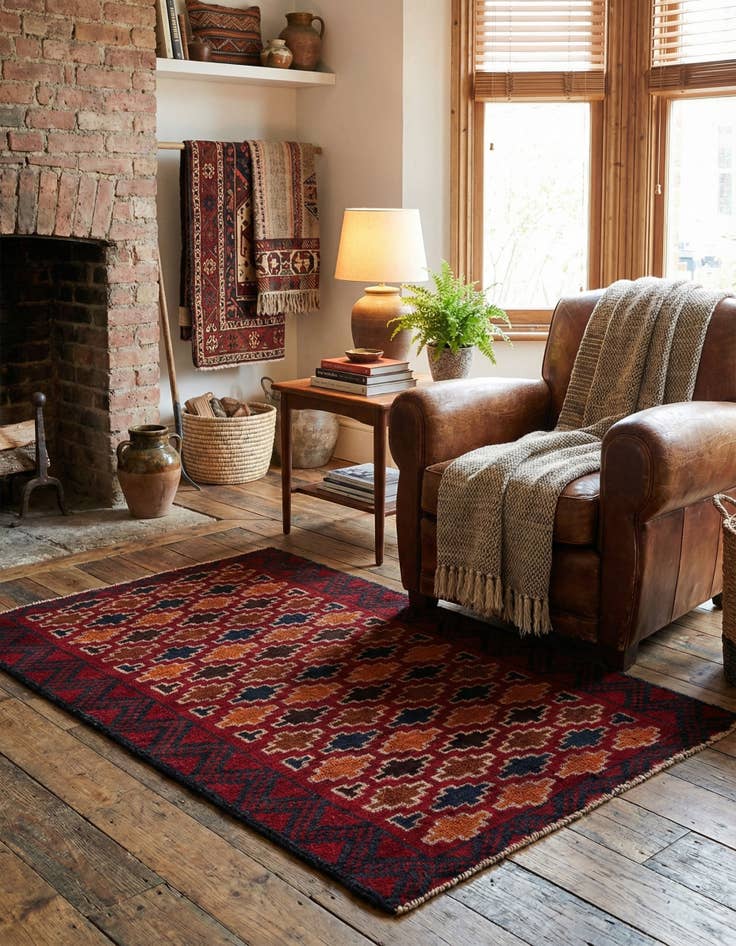 Detail image of  2' 10 x 4' 7  Hand Knotted Balouch Persian Wool Rug