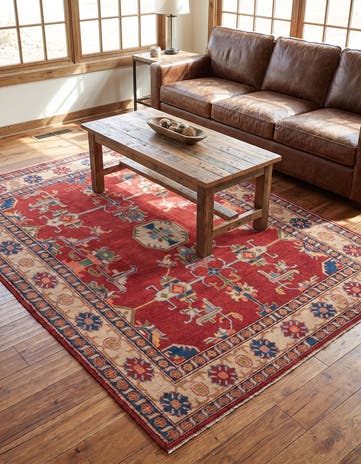5' 9 x 8' 2 Hand Knotted Kazak Rug