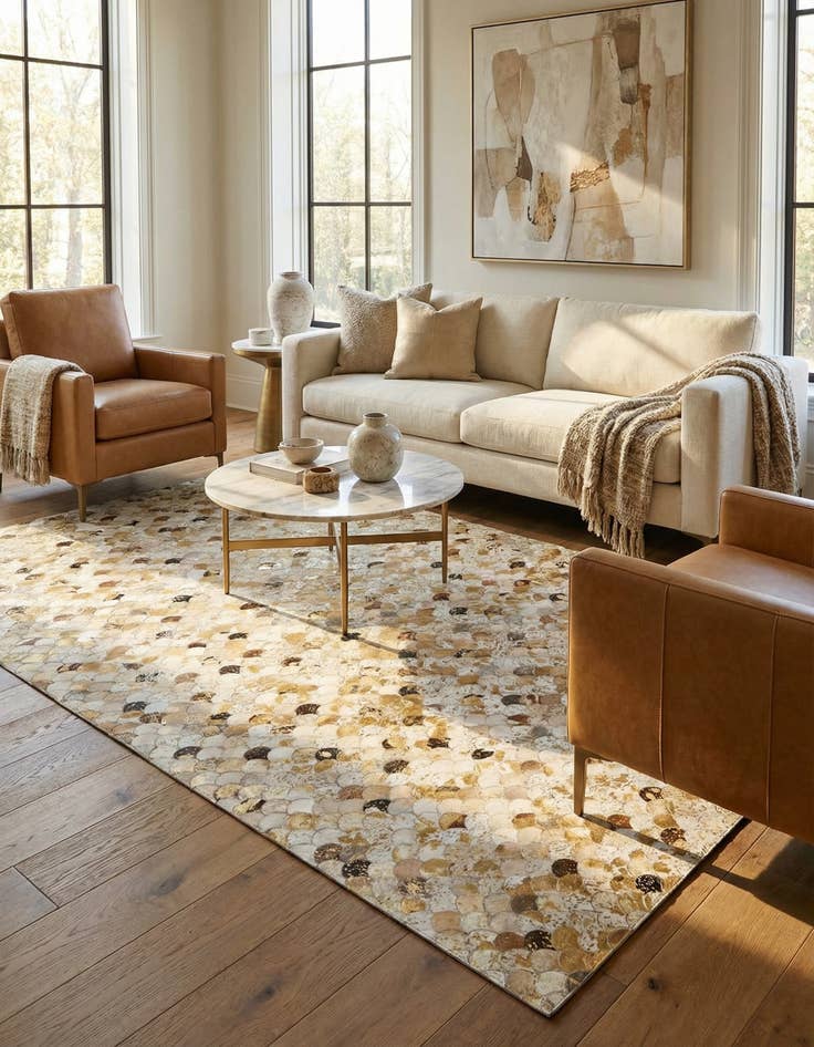 Detail image of 4' 10 x 8' Cowhide Leather Rug