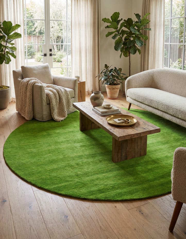 9' 10 x 9' 10 Hand Knotted Solid Gabbeh Wool Round...