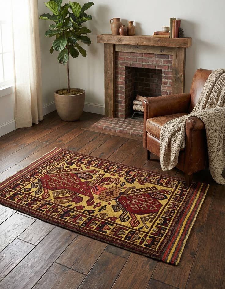 Detail image of  2' 10 x 5'  Hand Knotted Sumak Wool Rug