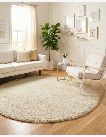 7' 1 x 7' 1 Soft Solid Shag Round Rug