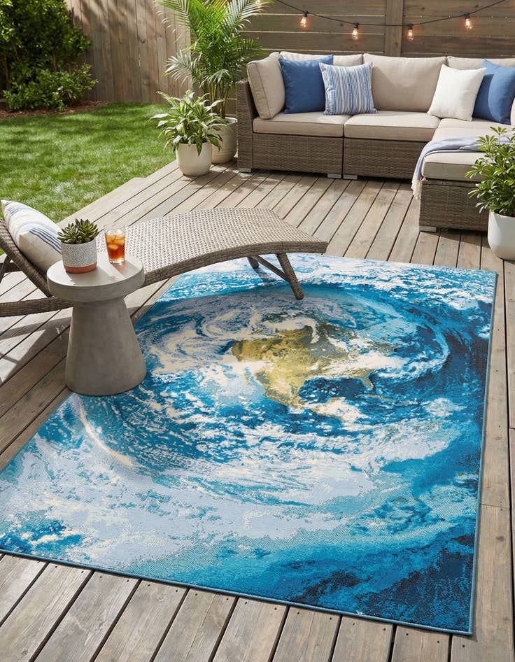 Detail image of 5' 3 x 8'  Washable Modern Indoor / Outdoor Rug