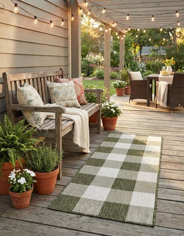 2' x 5' 3 Easy-Clean Checkered Indoor / Outdoor Runner Rug