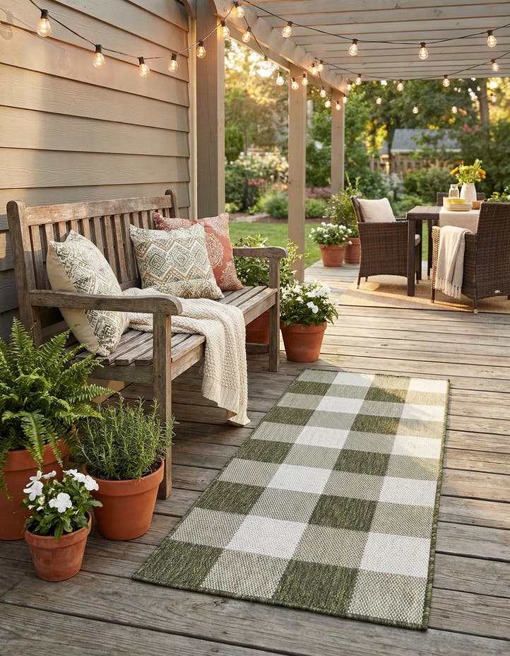 2' x 5' 3 Easy-Clean Checkered Indoor / Outd...