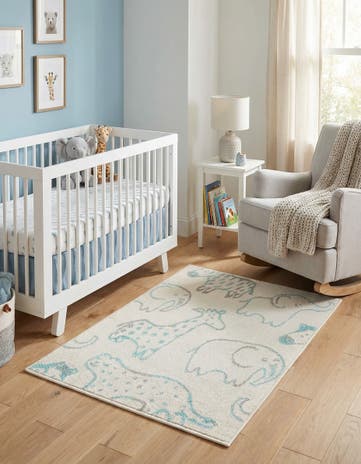 Ivory Animals Whimsy Kids Rug