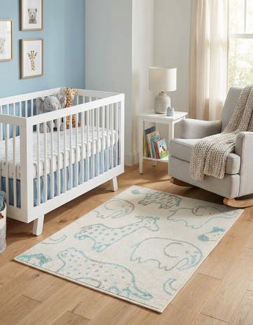 Ivory Animals Whimsy Kids Rug