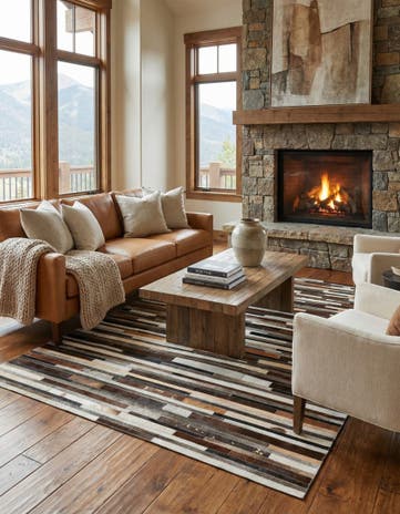 5' x 7' 9 Cowhide Leather Rug