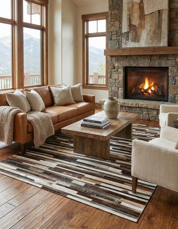 5' x 7' 9 Cowhide Leather Rug