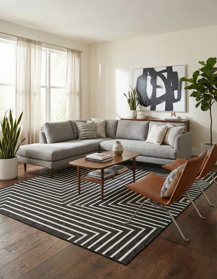 Detail image of  9' x 12'  Washable Modern Indoor / Outdoor Rug