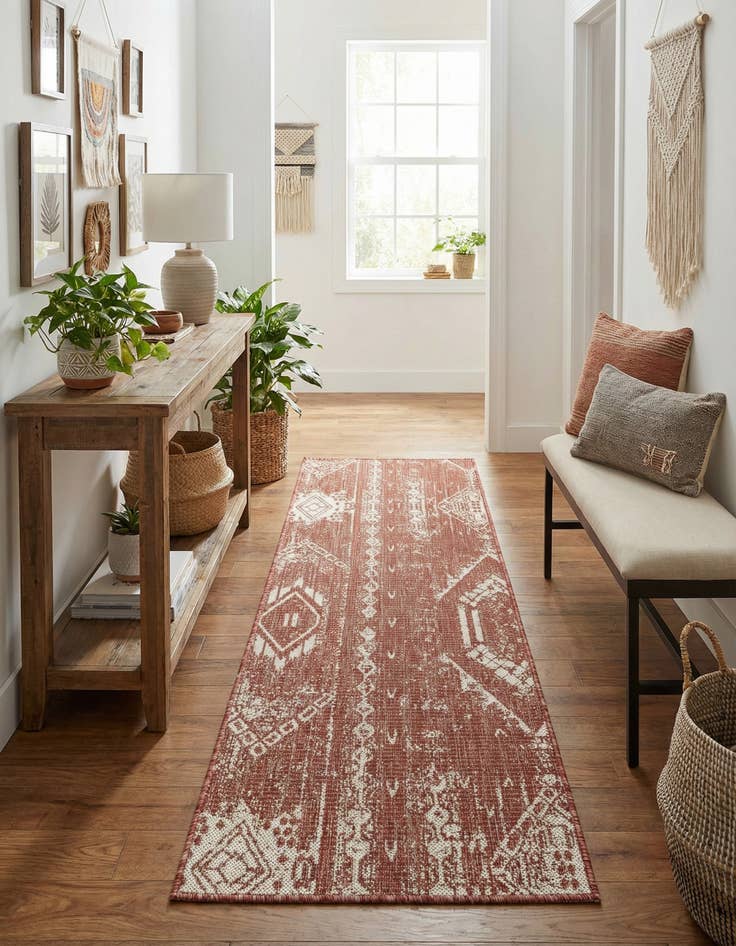 Detail image of 2' x 6'  Washable Bohemian Indoor / Outdoor Runner Rug