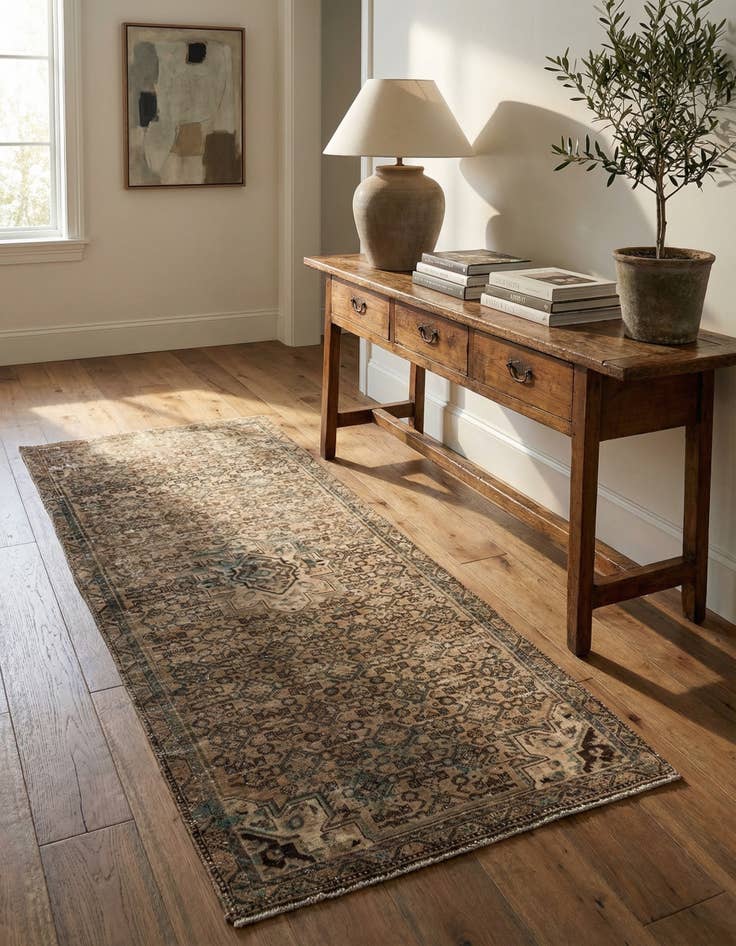 Detail image of 4' x 9'  Hand Knotted Ultra Vintage Persian Wool Runner Rug