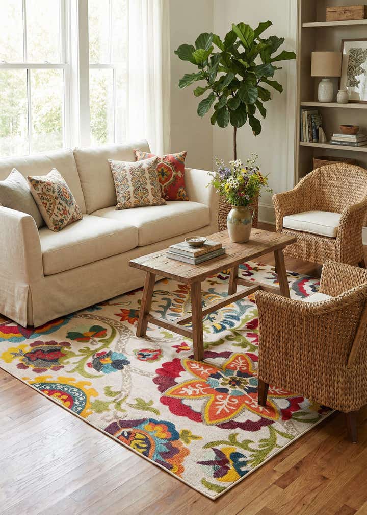 7' 10 x 7' 10 Easy-Clean Casablanca Indoor / Outdoor Square Rug