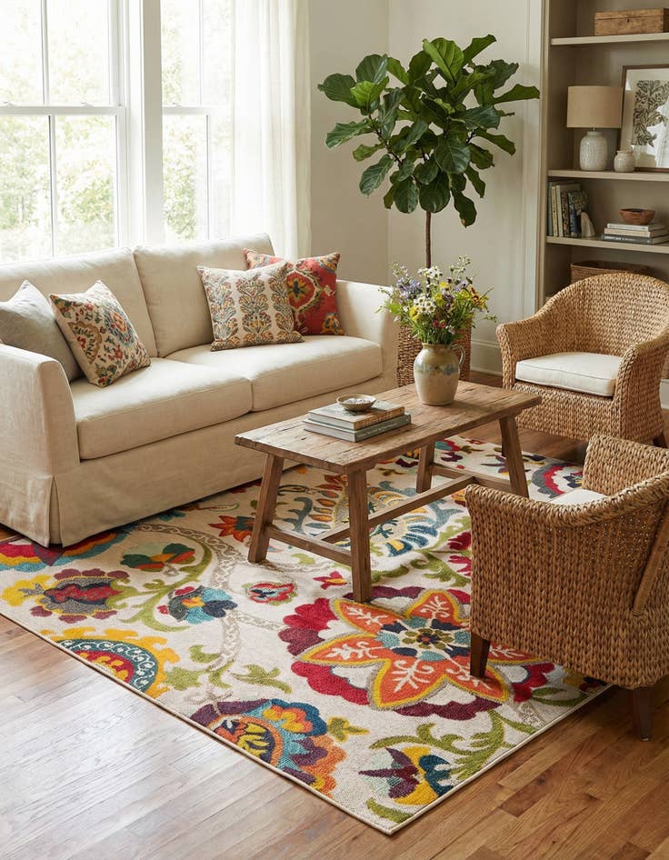 Detail image of 7' 10 x 7' 10  Washable Casablanca Indoor / Outdoor Square Rug