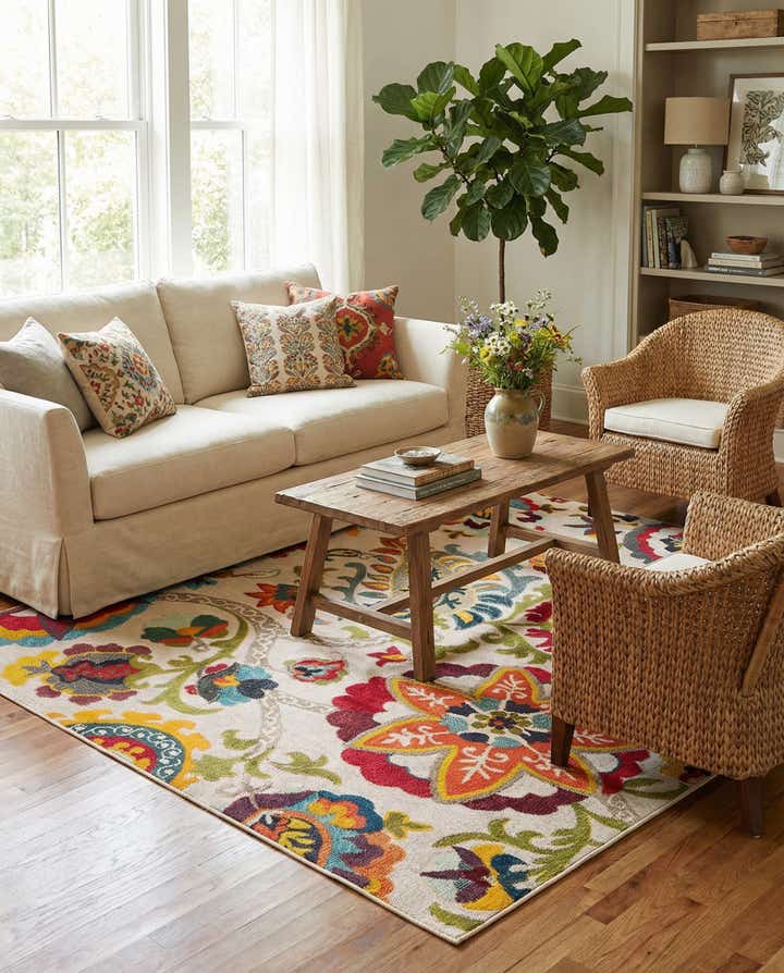 7' 10 x 7' 10 Easy-Clean Casablanca Indoor / Outdoor Square Rug
