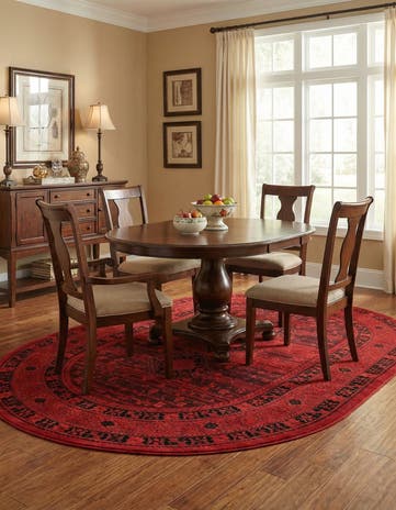 Red Bokhara Oval Rug