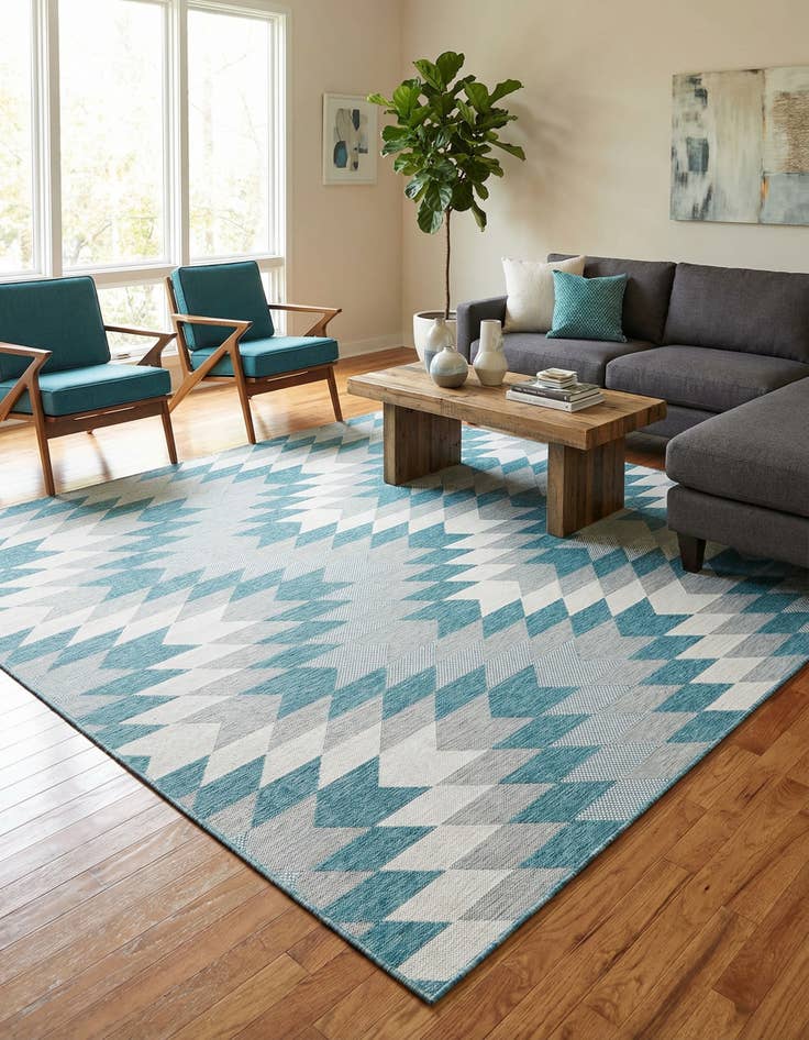 Detail image of 10' x 10'  Washable Modern Indoor / Outdoor Square Rug