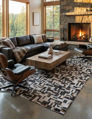 4' 11 x 7' 10 Cowhide - Patchwork Rug