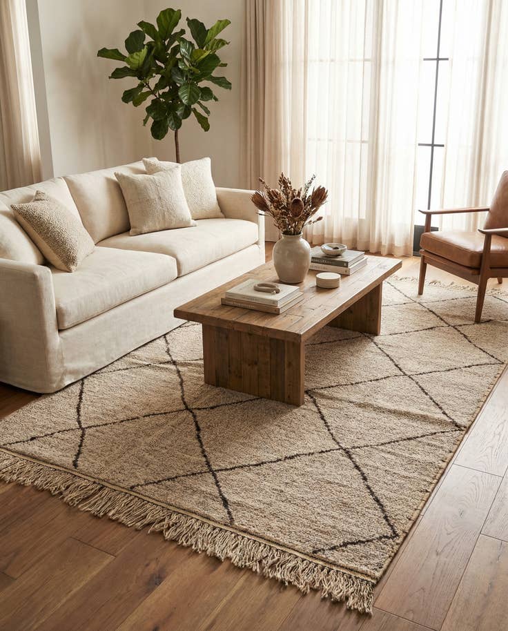 Detail image of 5' 11 x 9' 6 Hand Knotted Moroccan Wool Rug