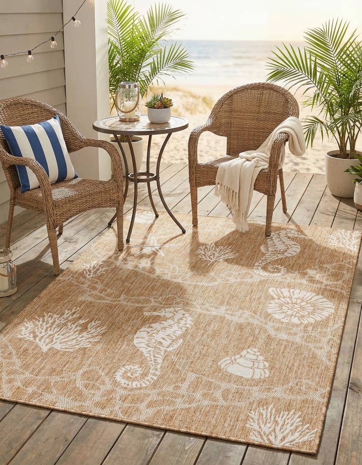 Detail image of 4' x 6'  Washable Coastal Indoor / Outdoor Rug