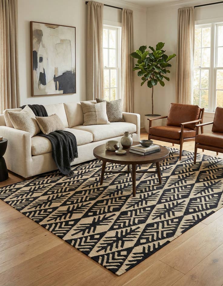 Detail image of 7' x 9' 9  Hand Woven Kilim Modern Wool Rug