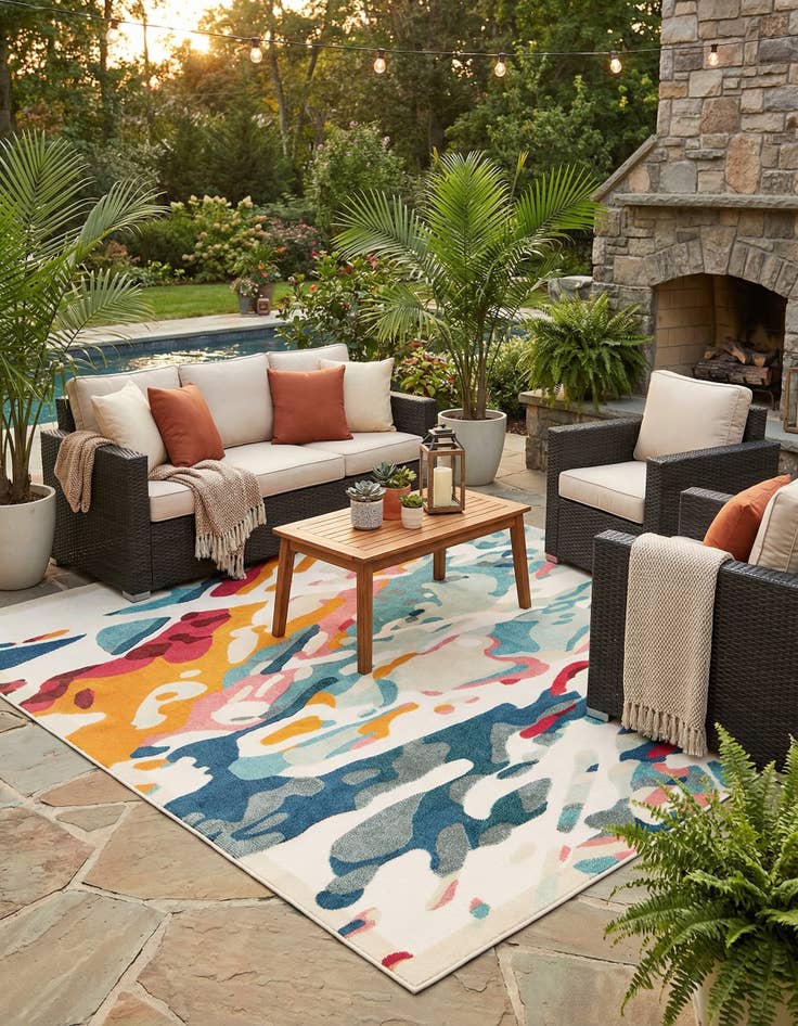 Detail image of 10' x 10'  Washable Casablanca Indoor / Outdoor Square Rug