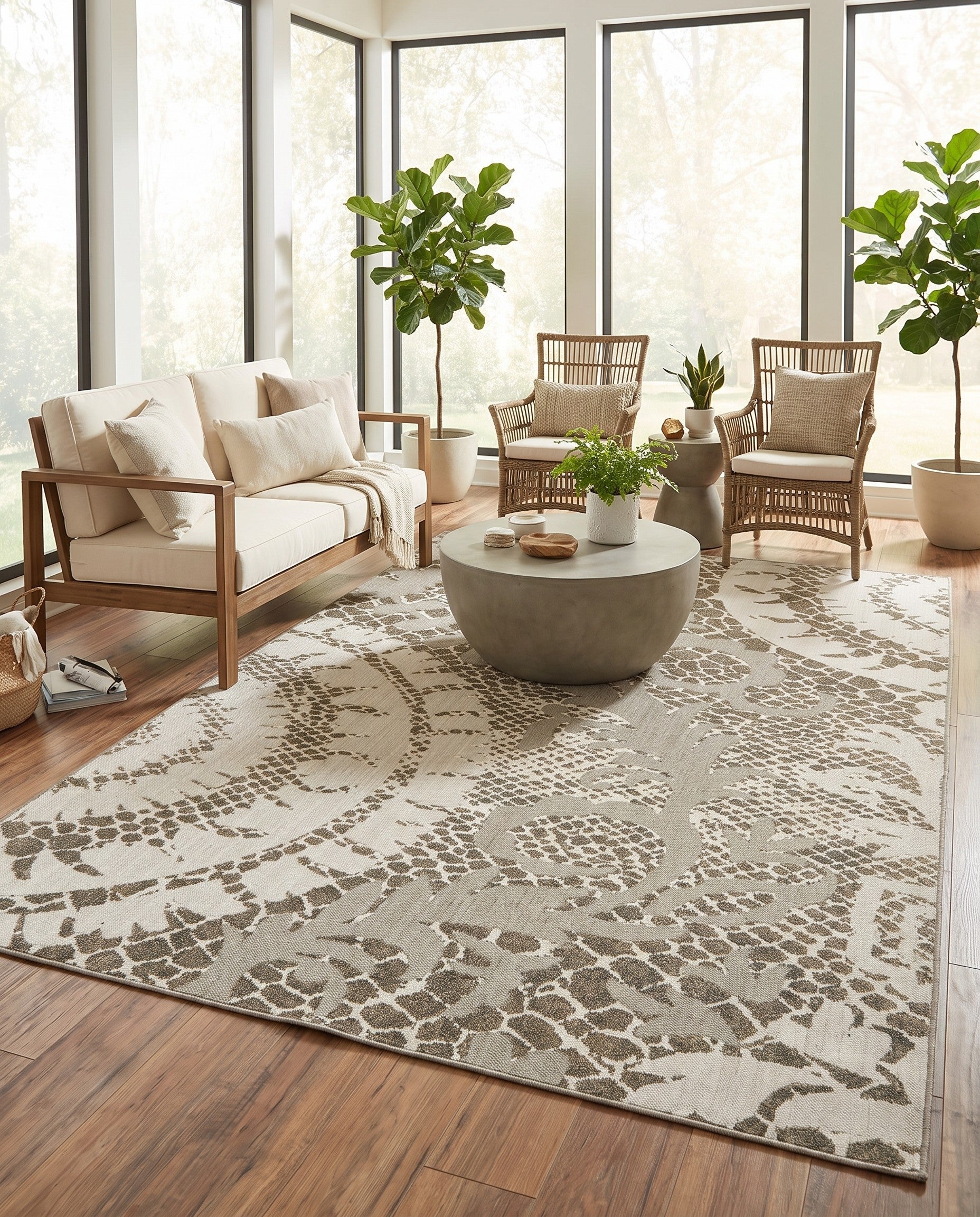7' x 10' Easy-Clean Modern Indoor / Outdoor Rug